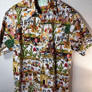 Sayulita Shirt Co. -Large 100% cotton PUEBLO scene- perfect condition